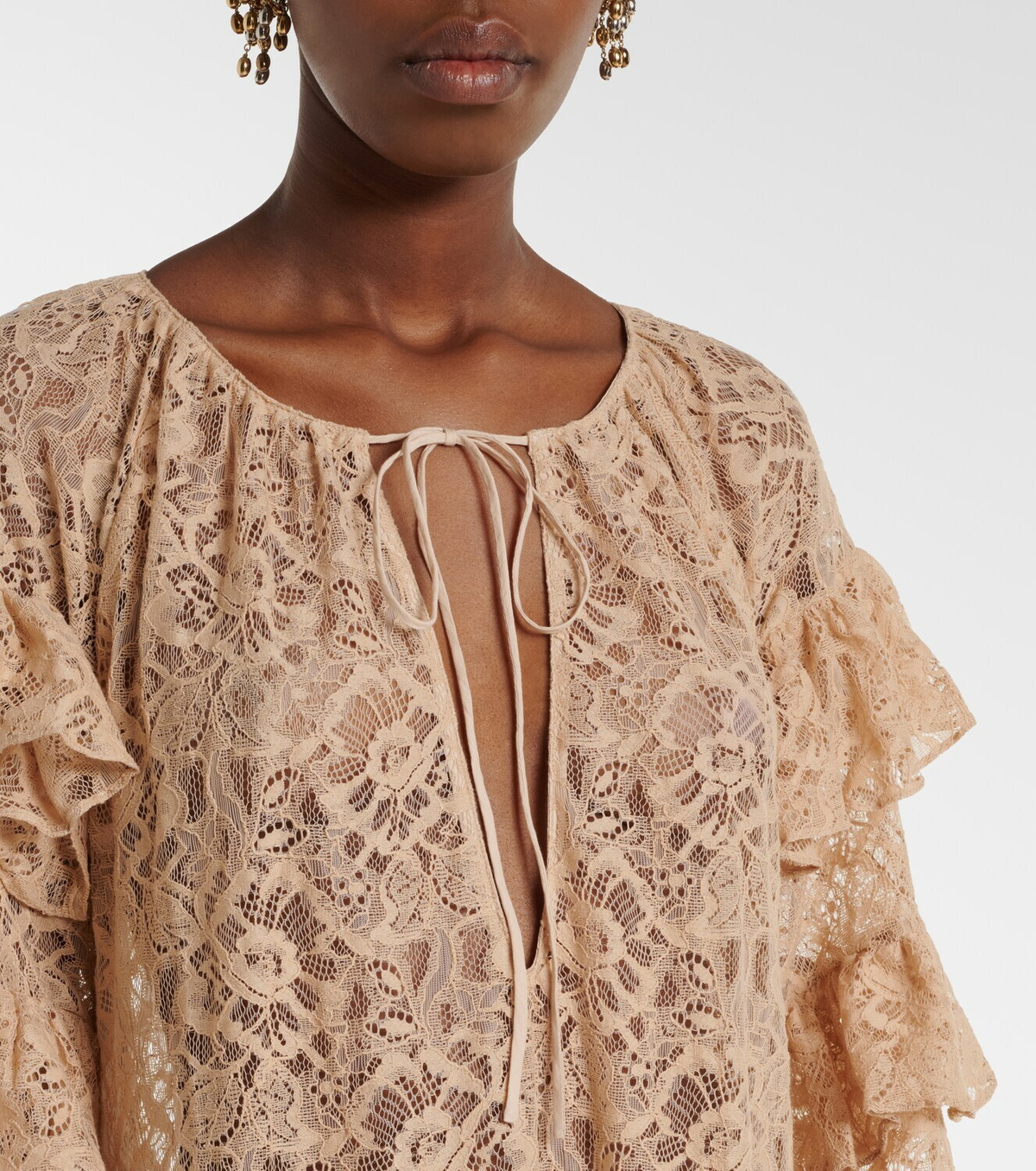 Adriana Degreas Ruffled lace maxi dress