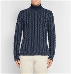 Tod's - Cable-Knit Merino Wool Rollneck Sweater - Men - Navy