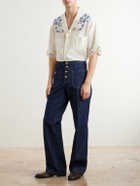 Valentino Garavani - Camp-Collar Embroidered Linen Shirt - Neutrals