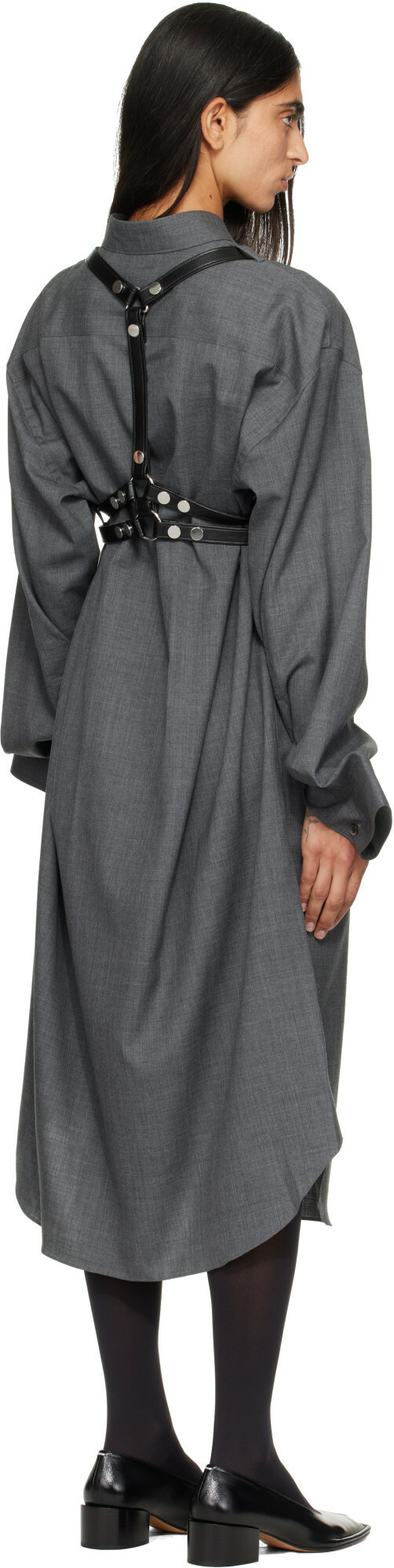 Junya Watanabe Gray Harness Wool Midi Dress