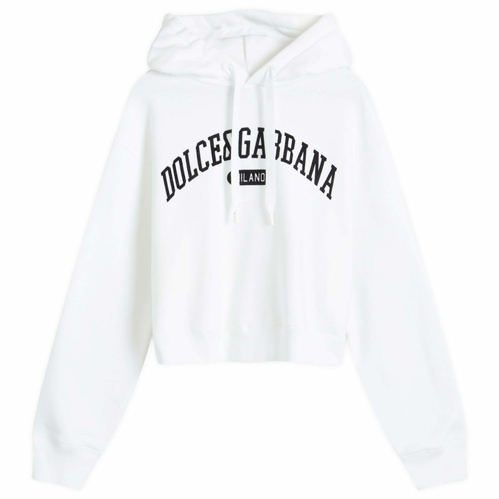 Photo: Dolce & Gabbana Women's Logo Hoodie in Bianco Ottico