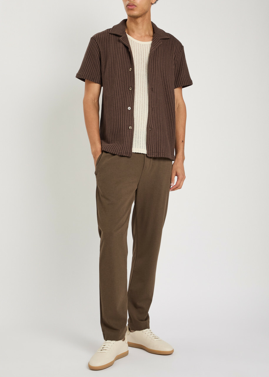 Raith Marcos Waffle-knit Cotton-blend Shirt Brown