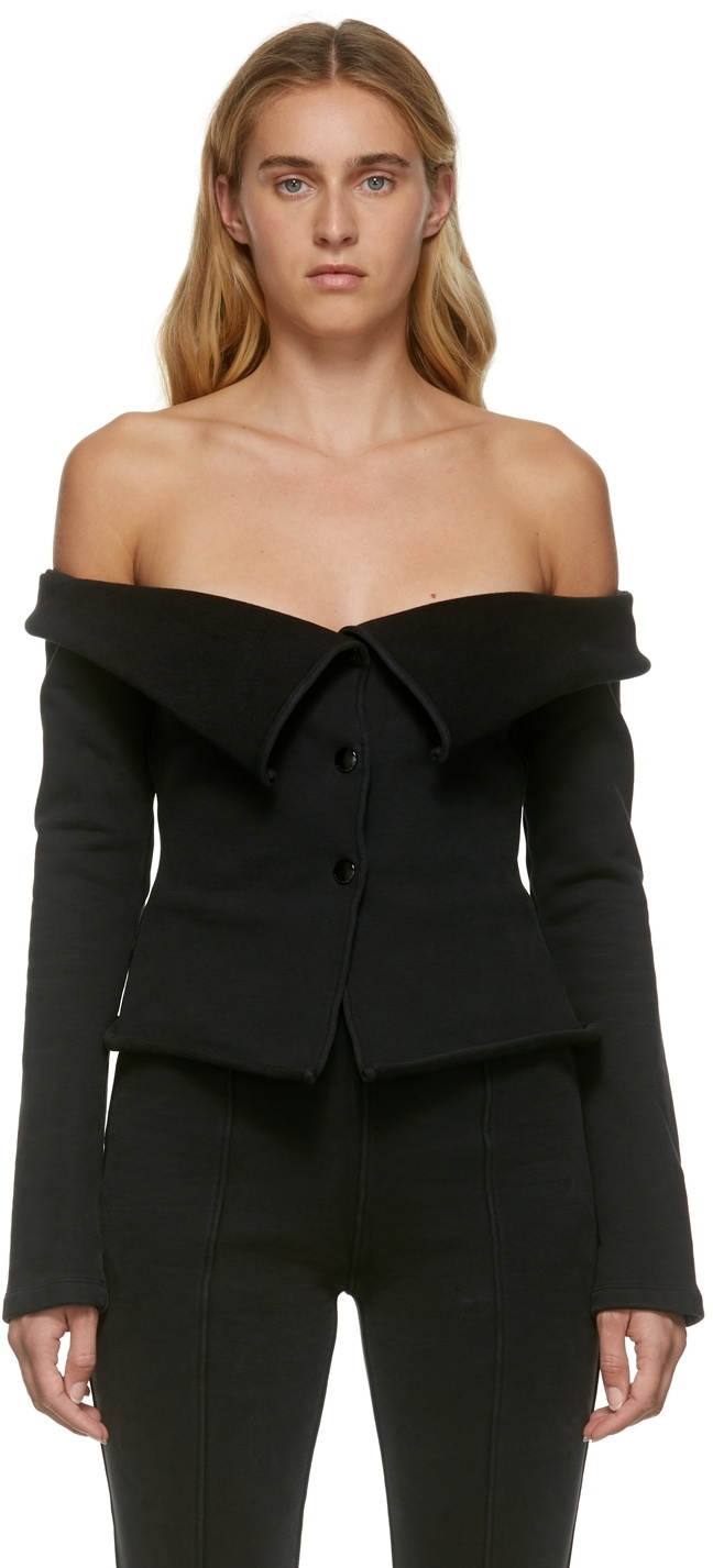 Alexander Wang Stretch Terry Off-The-Shoulder Cardigan Alexander Wang