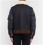 Moncler - Plovan Shearling and Suede-Trimmed Wool-Blend and Shell Bomber Jacket - Men - Navy