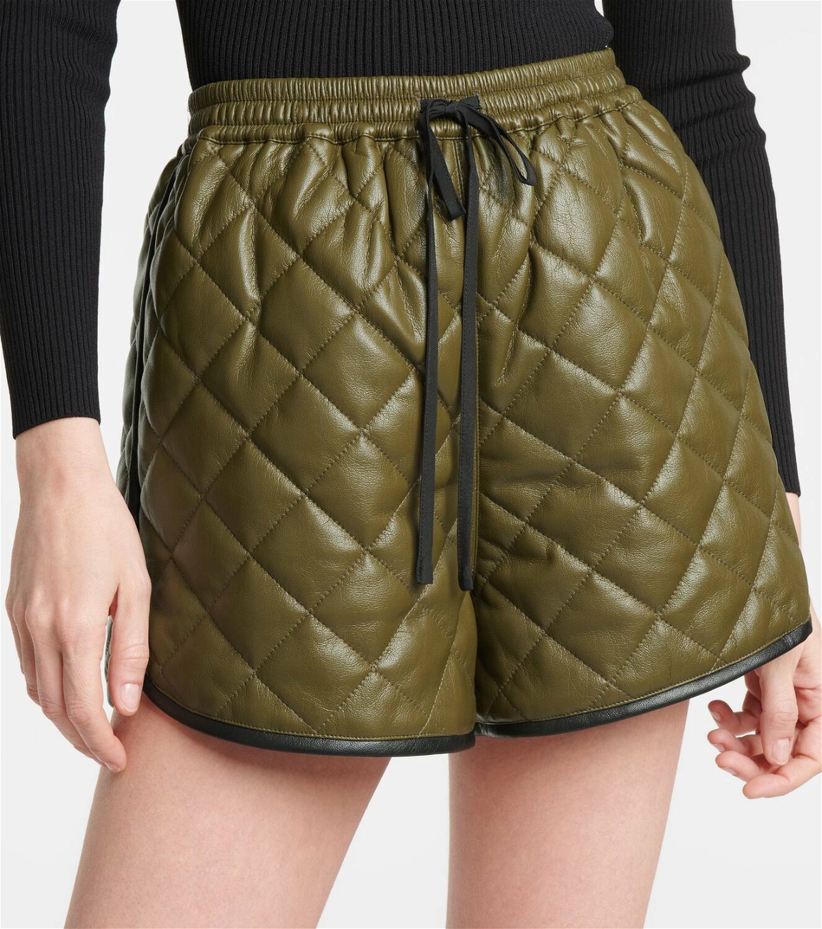 Self-Portrait Quilted faux leather shorts