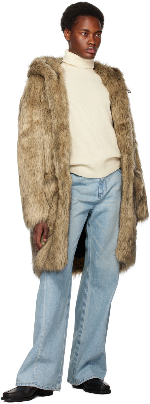 SSENSE Exclusive Beige Faux-Fur Jeans