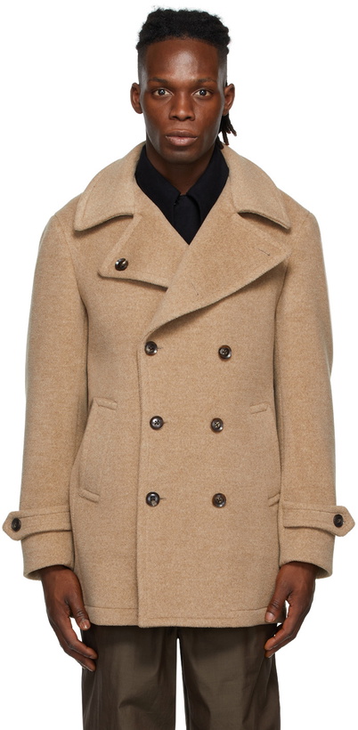 Photo: Ring Jacket Tan Double Face Herringbone Peacoat
