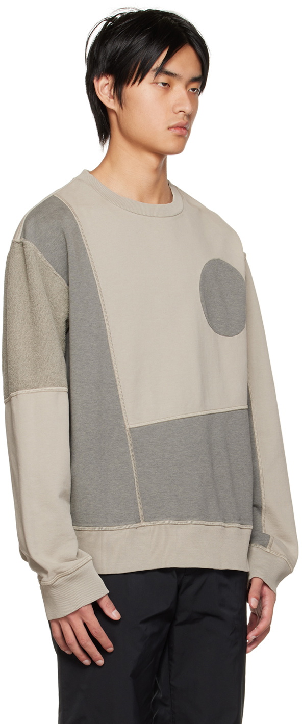 MM6 Maison Margiela Taupe & Gray Paneled Sweatshirt MM6 Maison