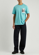 Helmut Lang Postcard Printed Cotton T-shirt Teal