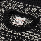 Jamieson's of Shetland Men's Snowflake Fair Isle Crew Knit in Black/White