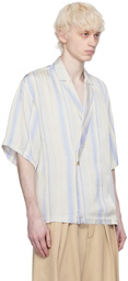 King & Tuckfield Off-White Notch Collar Wrap Shirt