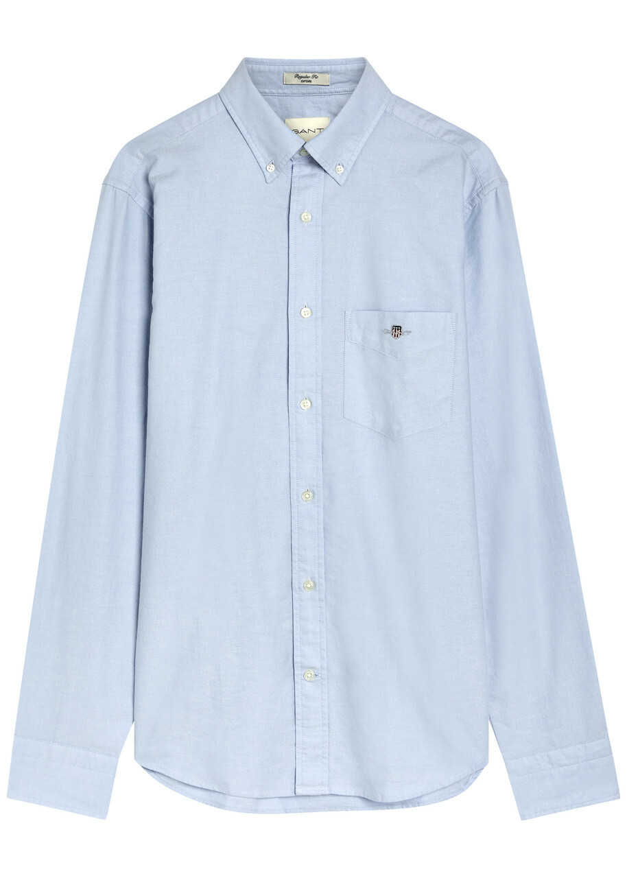 Gant Logo-embroidered Cotton Oxford Shirt Light Blue