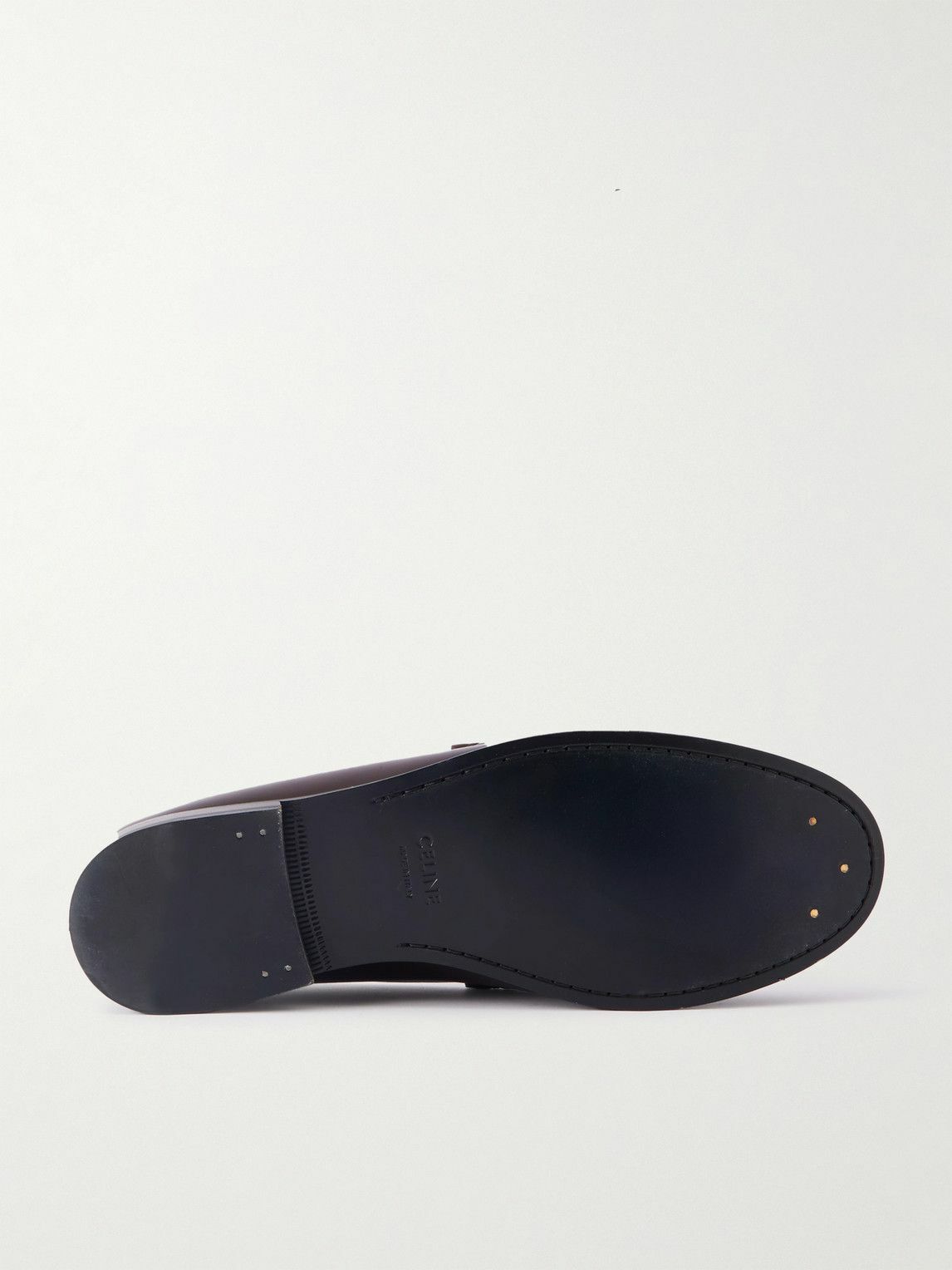 CELINE - Logo-Embellished Polished-Leather Penny Loafers - Brown