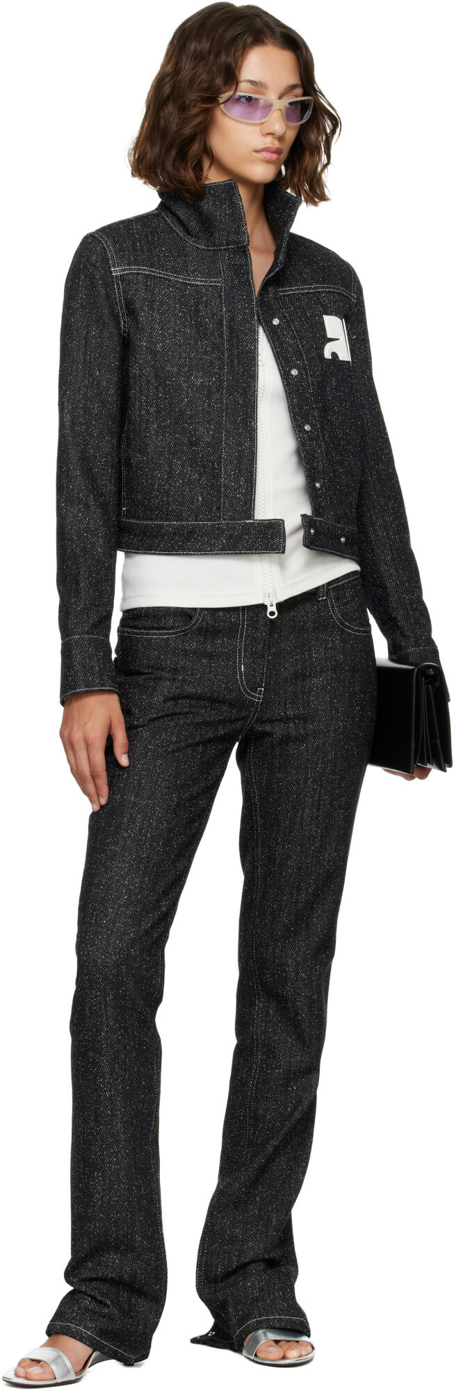 Courrèges Black Denim Tweed Jacket