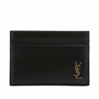 Saint Laurent Men's YSL Metal Logo Cardholder in Black/Gold