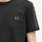 Fred Perry Men's Contrast Tape Ringer T-Shirt in Black/Warm Stone