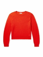 CELINE - Logo-Embroidered Open-Knit Wool Sweater - Red