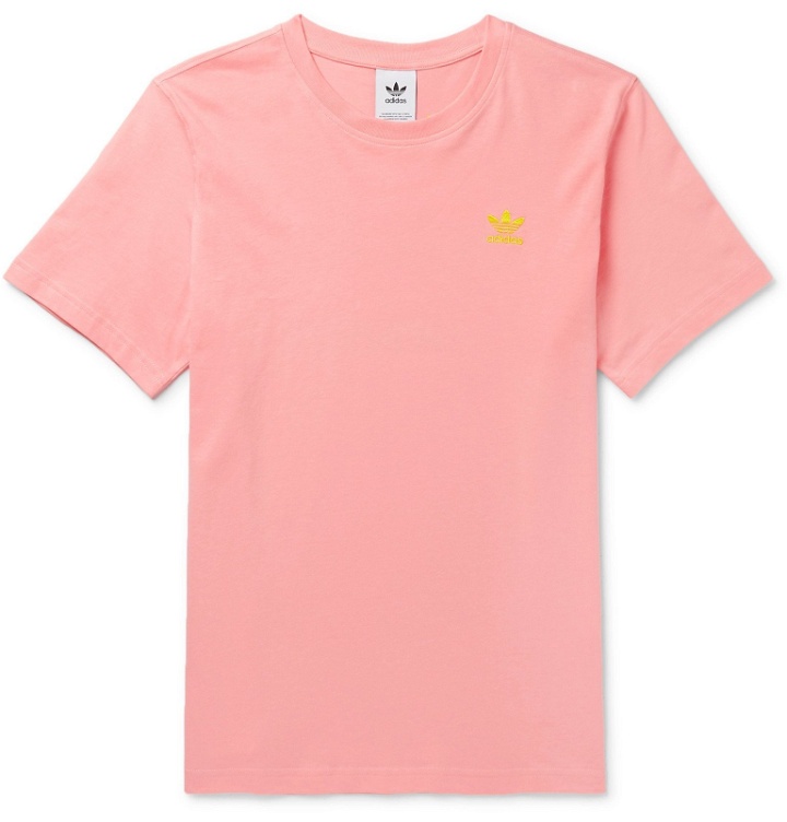 Photo: adidas Originals - Logo-Print Cotton-Jersey T-Shirt - Pink