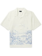 Club Monaco - Camp-Collar Printed Cotton and Linen-Blend Shirt - White