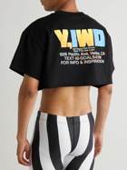 Y,IWO - Half Tee Cropped Printed Cotton-Jersey T-Shirt - Black