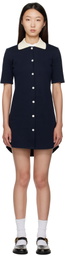 Thom Browne Navy Solid Double Face Knit Polo Minidress