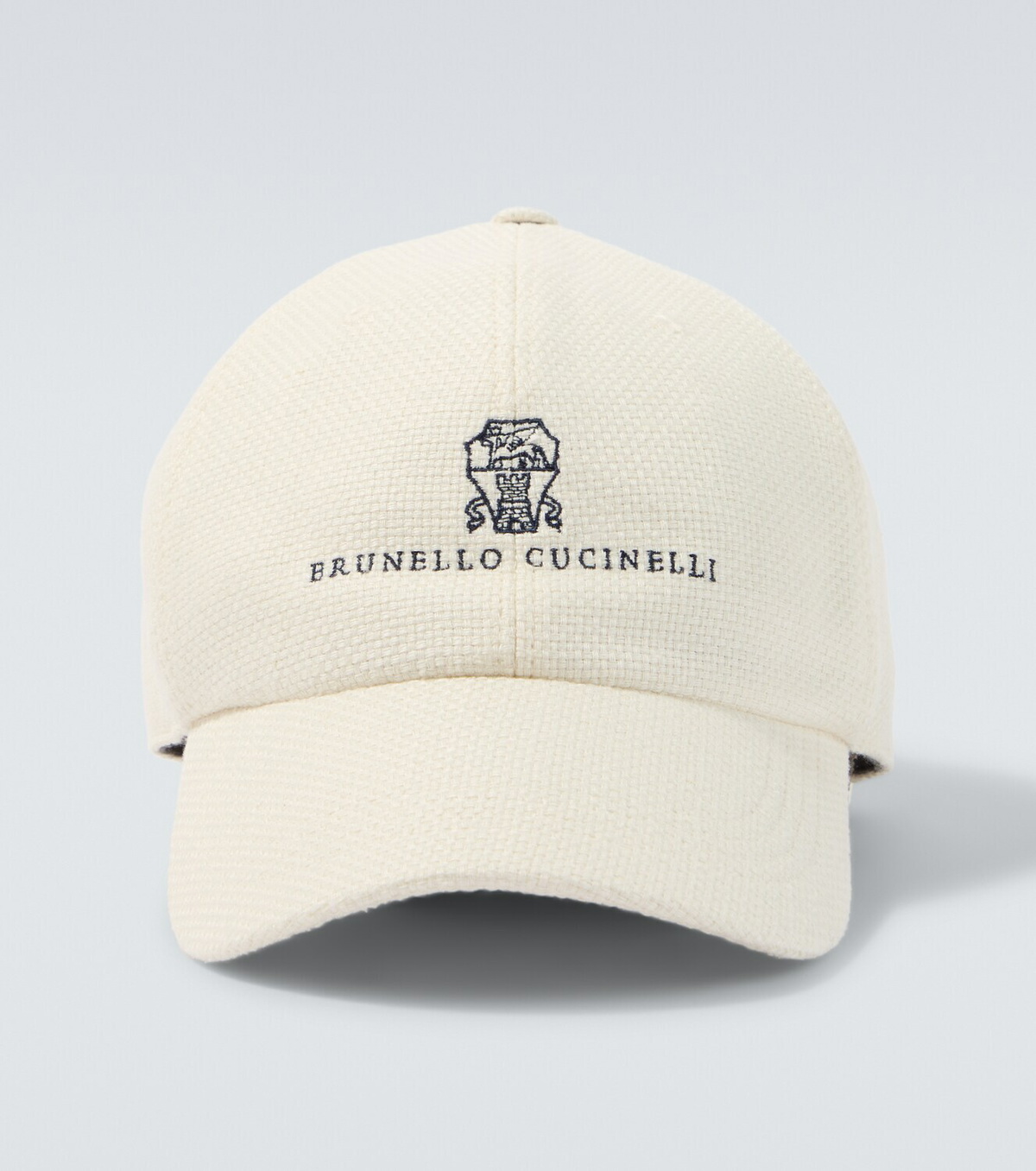 Brunello Cucinelli Logo silk, linen, and wool baseball cap