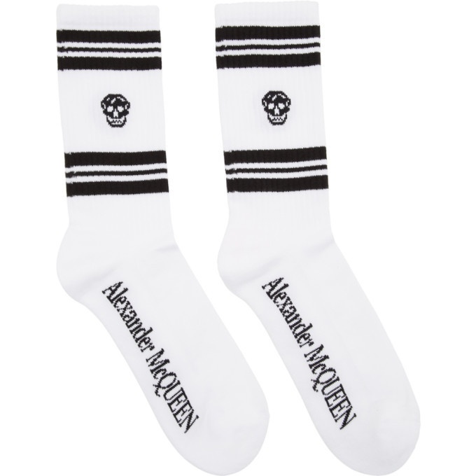 Photo: Alexander McQueen White and Black Stripe Skull Sport Socks