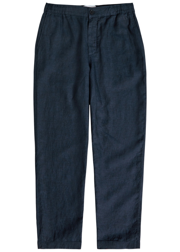 Photo: Wax London Kurt Tapered-leg Linen Trousers Navy