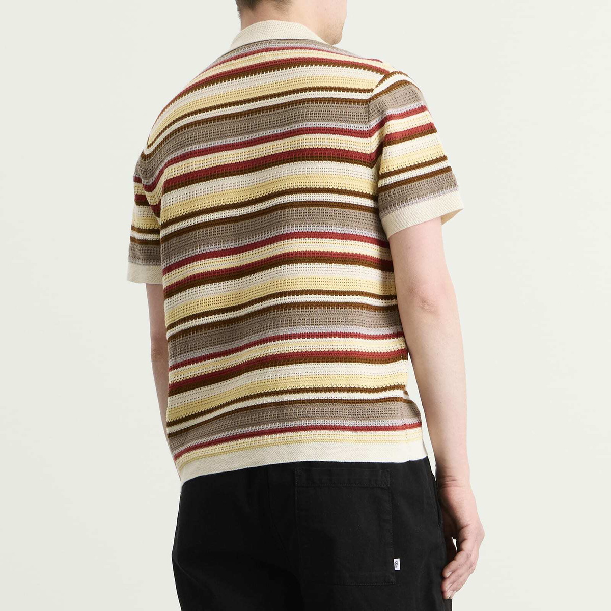 NN07 Men's Lars Stripe Polo Cardigan in Ivory