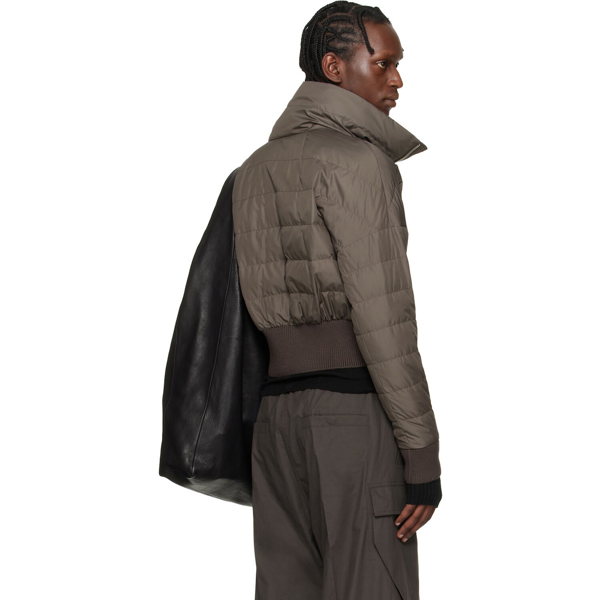 Rick Owens Moncler + Rick Owens Gray Cropped Down Jacket
