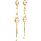 BALMAIN Brass & Faux-Pearl Pendant Earrings