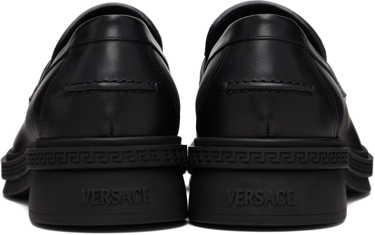 Versace Black Greca Leather Loafers