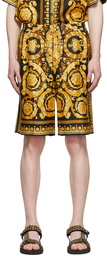 Versace Black Silk Barocco Shorts