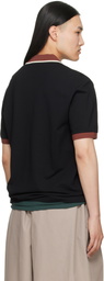 Marni Black Embroidered-Logo Polo