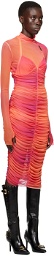 Versace Jeans Couture Pink Ruched Midi Dress