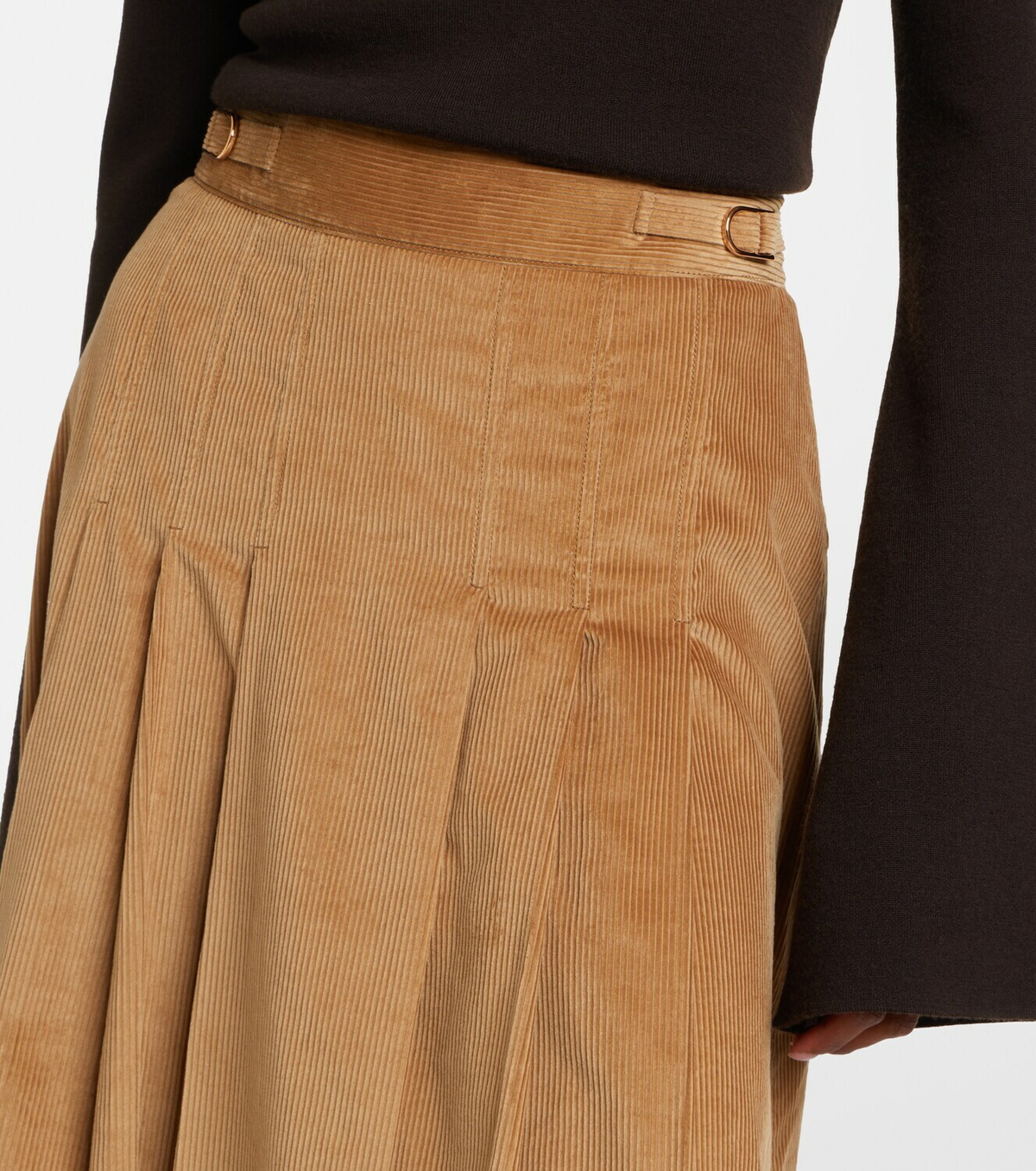 Gabriela Hearst Wesley pleated cotton corduroy midi skirt