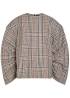 A.W.A.K.E Mode Checked Drawstring Cotton-blend top Brown