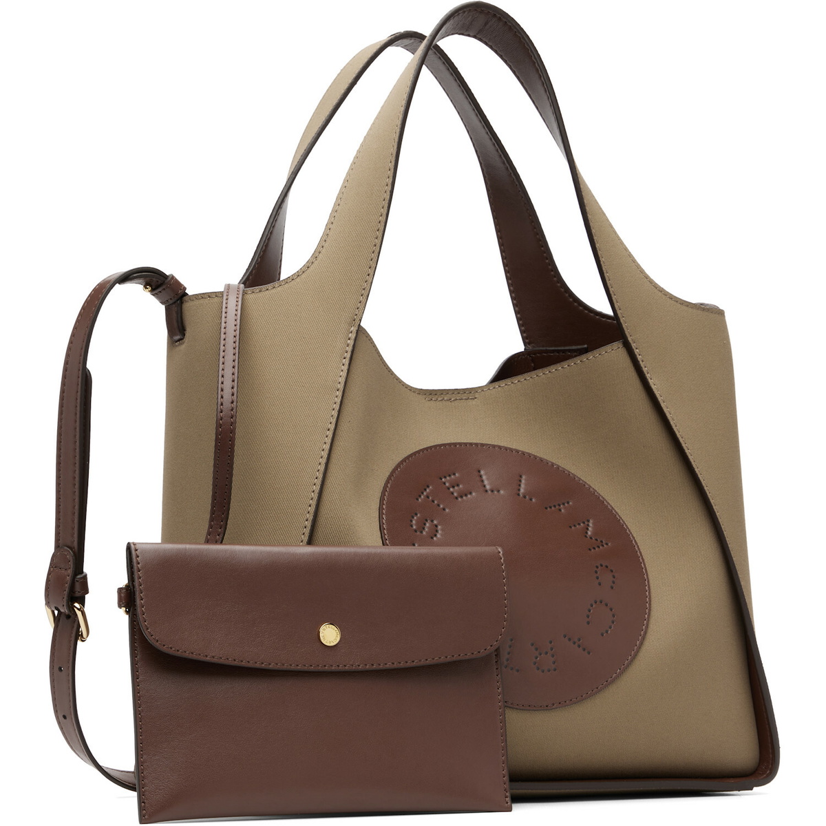 Stella McCartney Khaki Logo Crossbody Tote