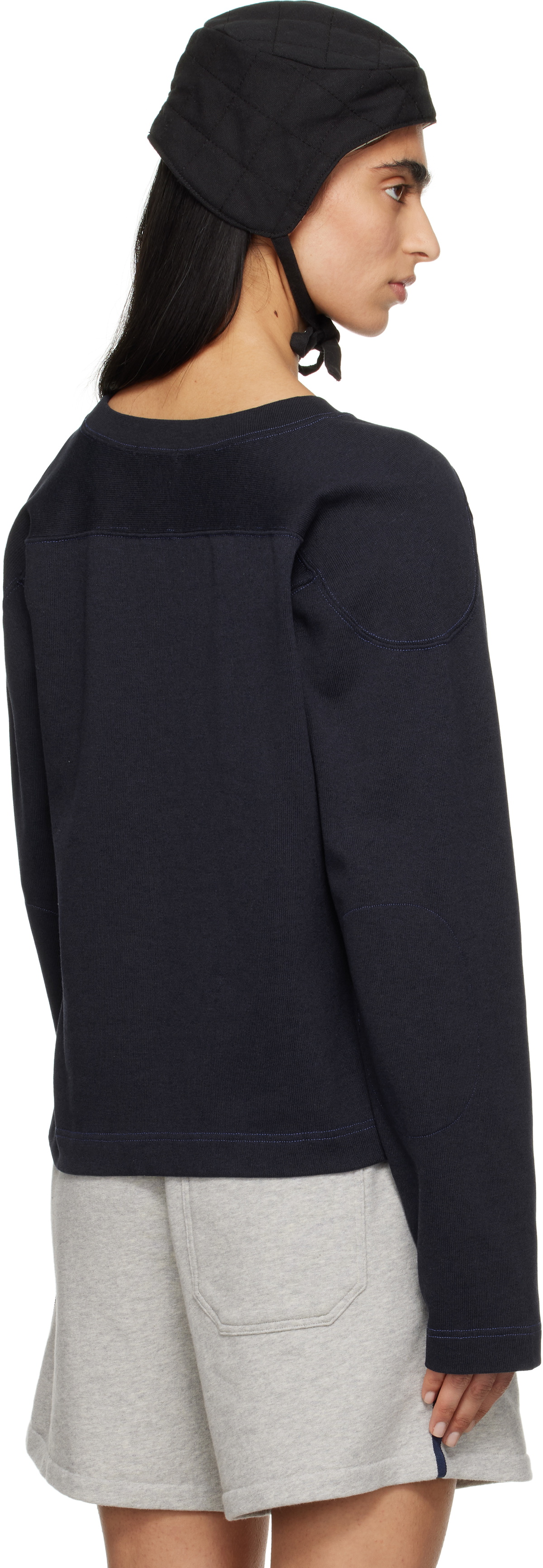 Bode Navy 'Rec' Pullover Sweatshirt