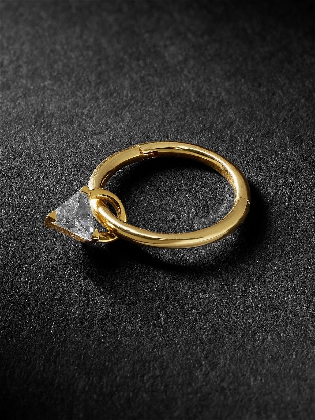 Photo: Maria Tash - Triangle 8mm 18-Karat Gold Diamond Single Hoop Earring