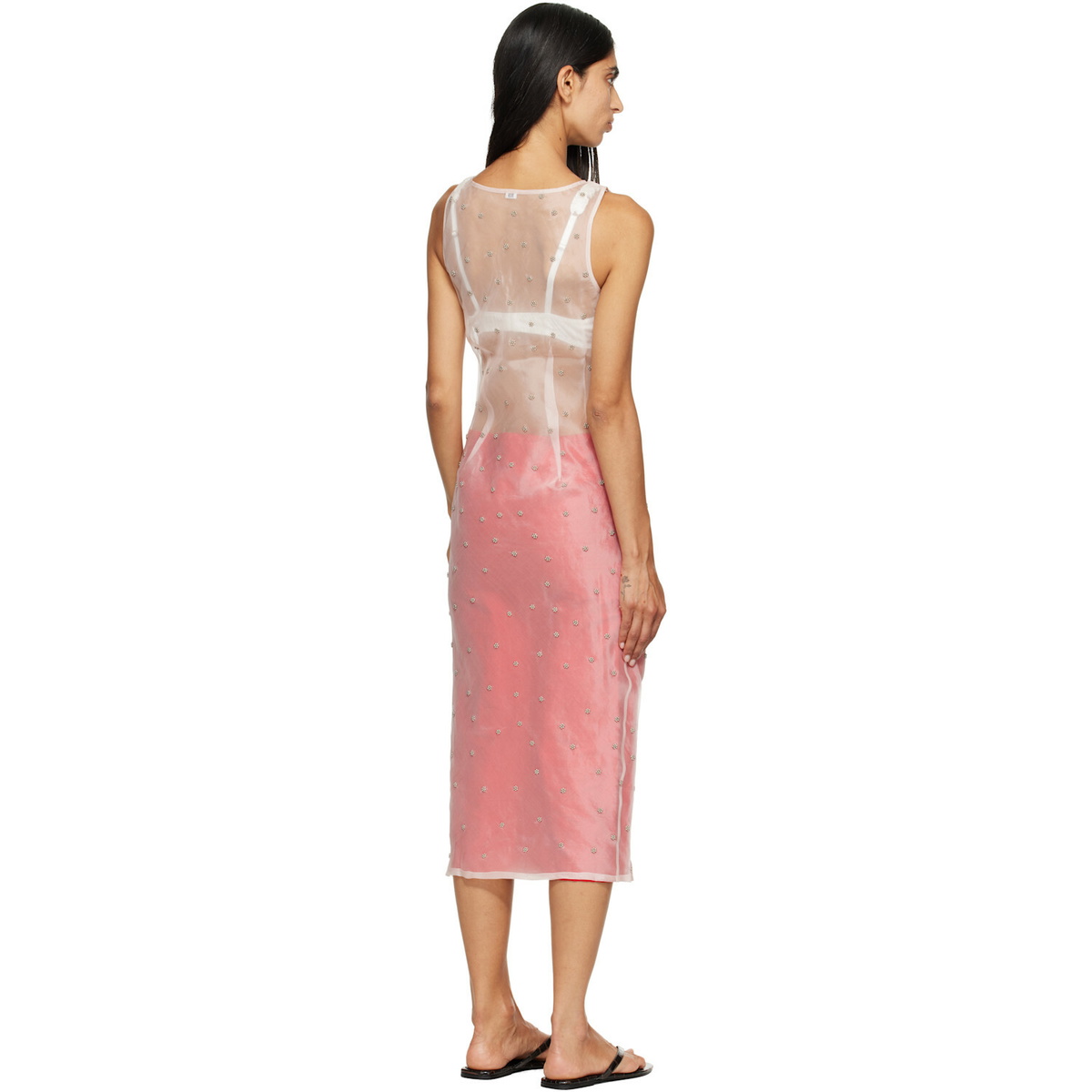 RESCHA SSENSE Exclusive Pink Dharee Transparent Midi Dress