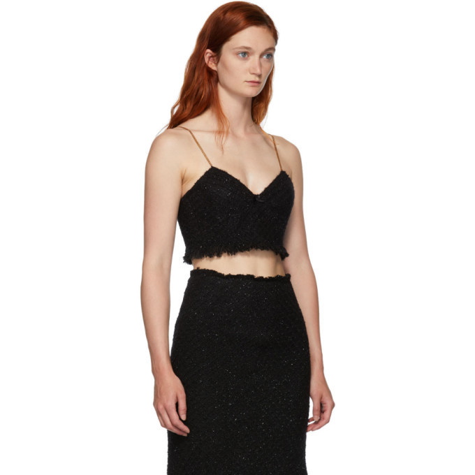 Alexander Wang Black Tweed Fray Bra Tank Top Alexander Wang