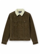 Faherty - Fleece-Lined Stretch Organic Cotton-Corduroy Trucker Jacket - Brown