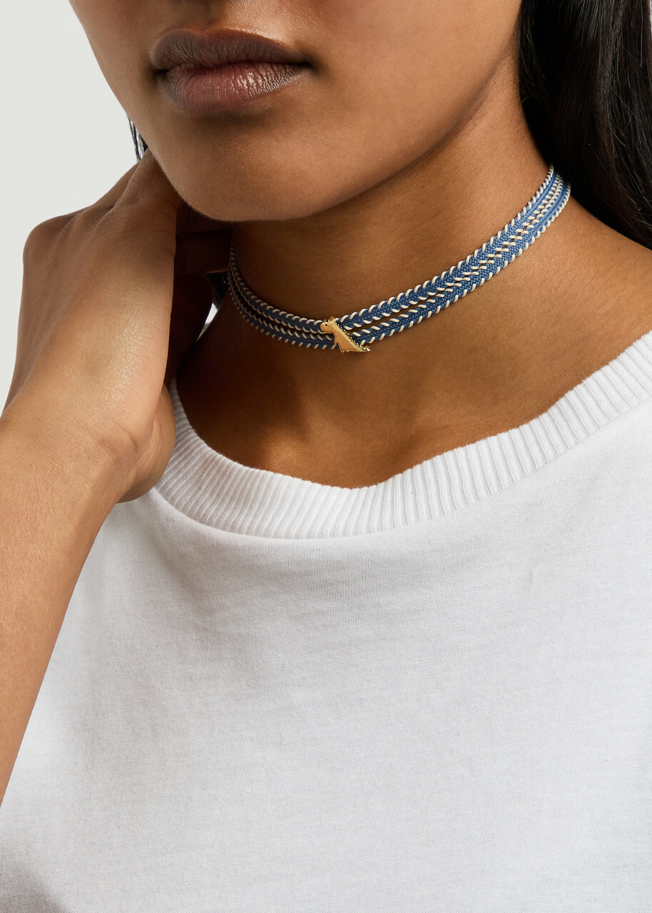Aliita Dino Cowboy Cord Wrap Necklace - Blue - One Size