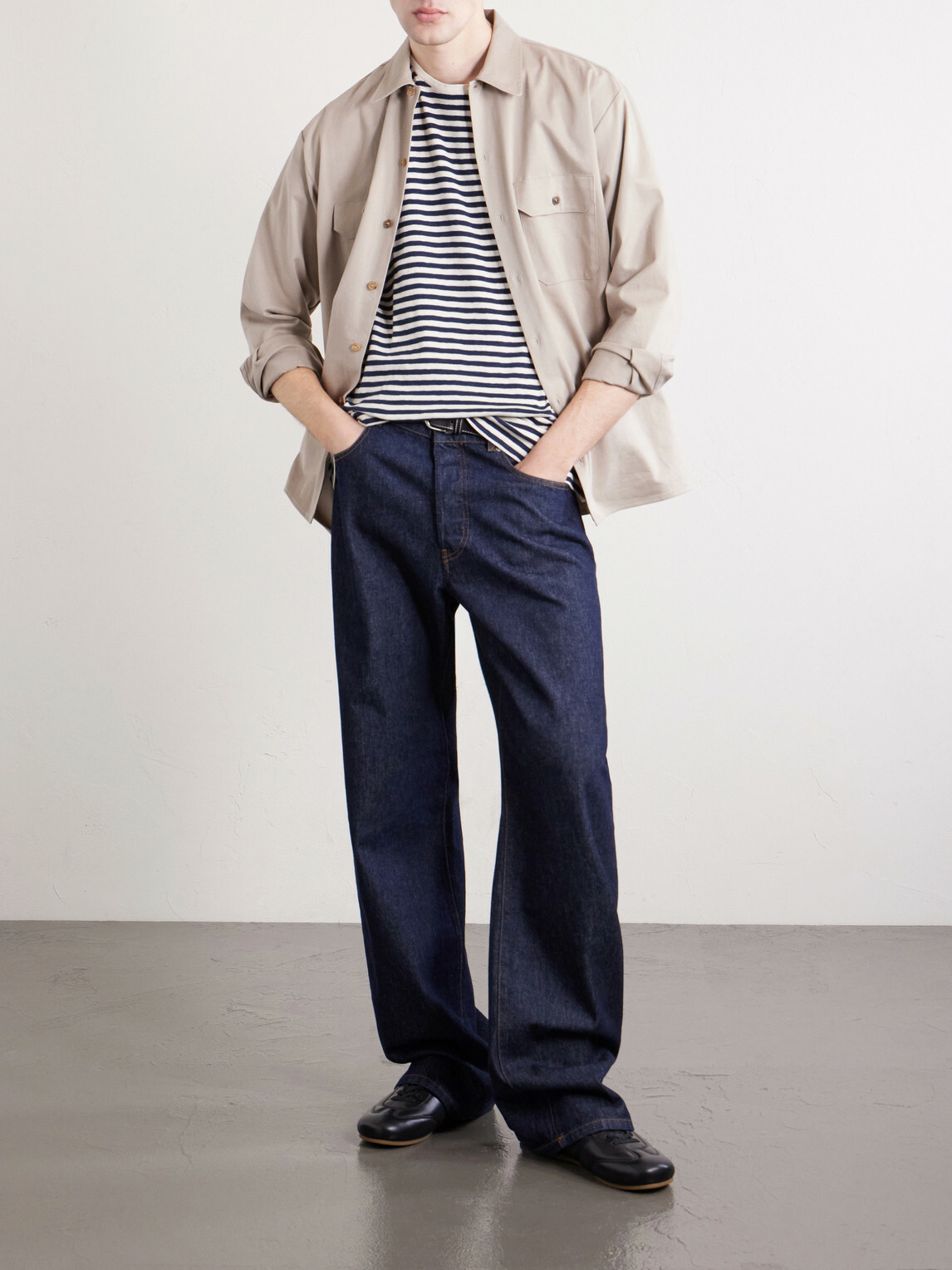 Folk - Striped Slub Cotton-Jersey T-Shirt - Neutrals