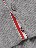 Thom Browne - Slim-Fit Striped Grosgrain-Trimmed Cashmere Sweater - Gray