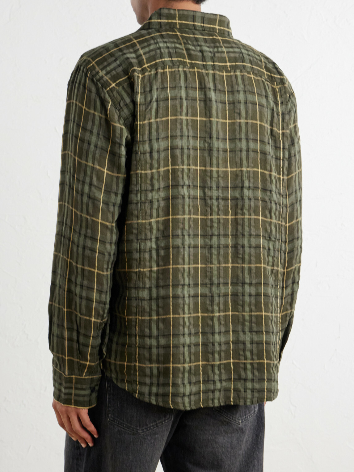Corridor - Crinkled Checked Cotton-Blend Shirt - Green