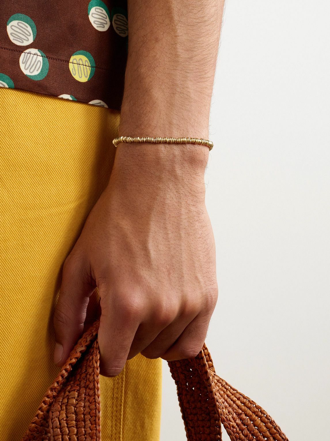 MAOR - Pilla 18-Karat Gold and Cord Beaded Bracelet - Gold