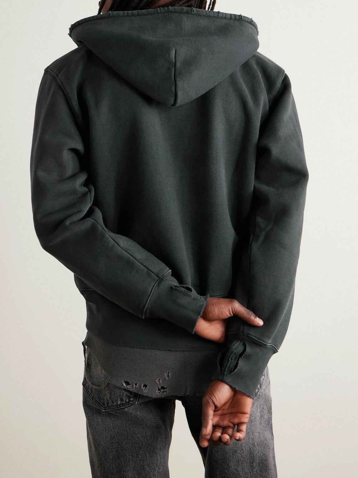 Our Legacy - Relic Cropped Distressed Cotton-Jersey Hoodie