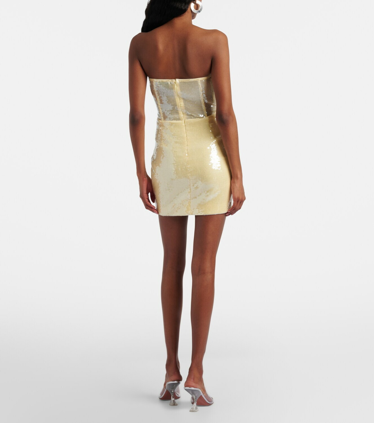The New Arrivals Ilkyaz Ozel Sequined draped strapless minidress